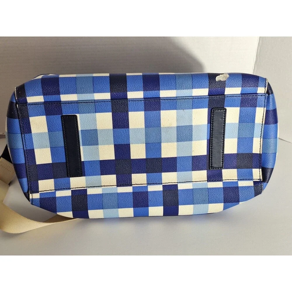 Kate Spade New York Grove Street Kaylie Plaid Diaper Bag Blue White Travel Bag